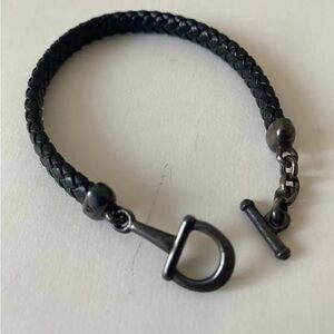 Vintage Guess Black Braided Bracelet with Metal Clasp